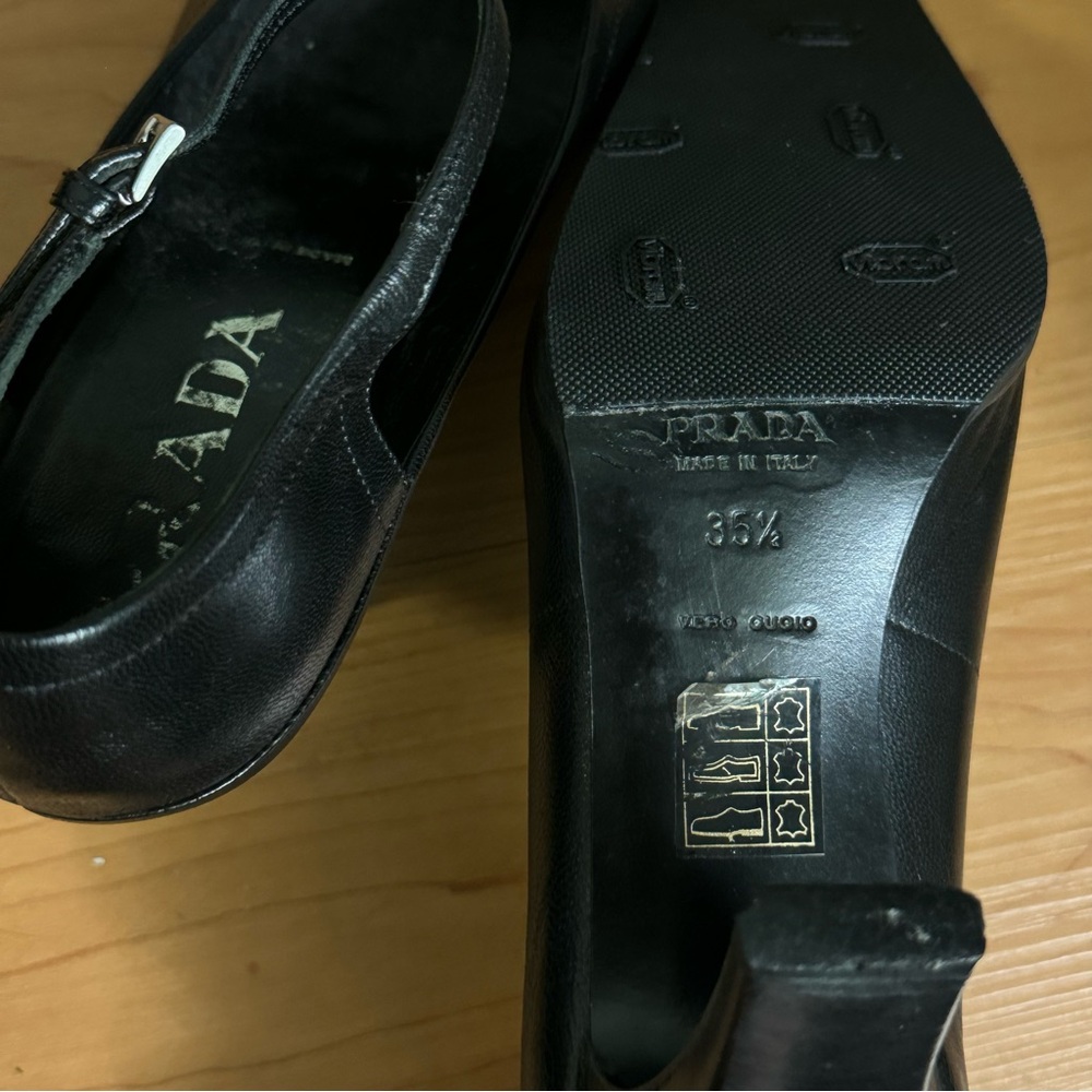 Prada Black Square Toe Heels Vintage Size 35.5 / US 5.5 - Picture 8 of 9